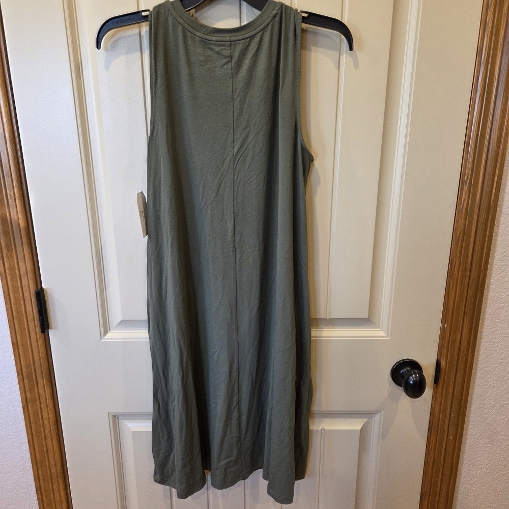 Olive Green Sleeveless Knit Midi Dress, Women's Size Large (12-14) New - Picture 5 of 7